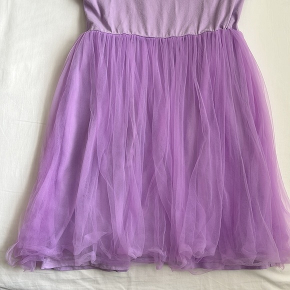 Girl’s Purple Short Sleeve Dress with Tulle Skirt Size 7 - Picture 5 of 6